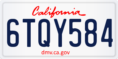 CA license plate 6TQY584