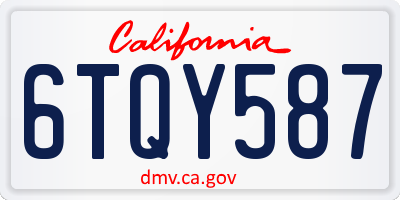 CA license plate 6TQY587