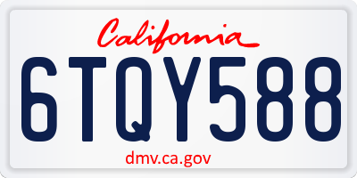 CA license plate 6TQY588