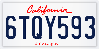 CA license plate 6TQY593