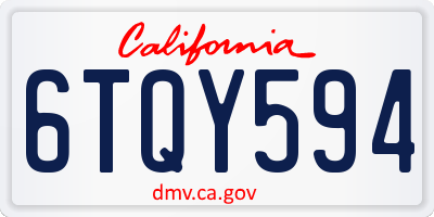 CA license plate 6TQY594