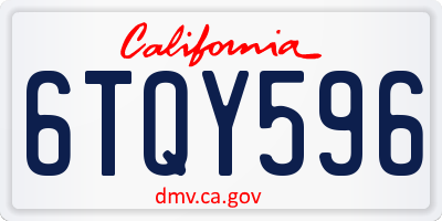 CA license plate 6TQY596