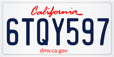 CA license plate 6TQY597