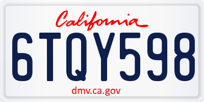 CA license plate 6TQY598