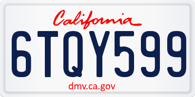 CA license plate 6TQY599