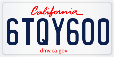 CA license plate 6TQY600