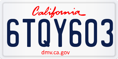 CA license plate 6TQY603