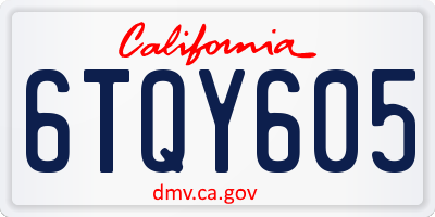 CA license plate 6TQY605