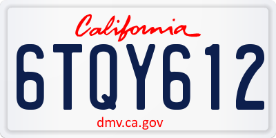 CA license plate 6TQY612