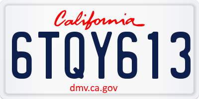 CA license plate 6TQY613