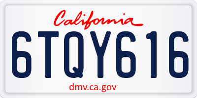 CA license plate 6TQY616