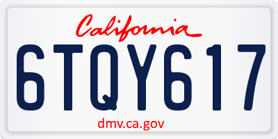 CA license plate 6TQY617