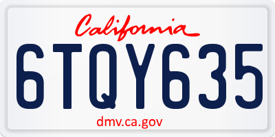 CA license plate 6TQY635