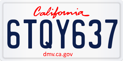 CA license plate 6TQY637