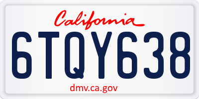 CA license plate 6TQY638