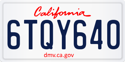 CA license plate 6TQY640