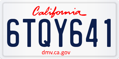 CA license plate 6TQY641