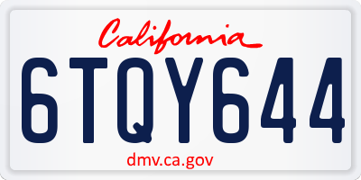 CA license plate 6TQY644