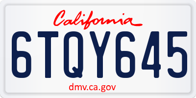 CA license plate 6TQY645