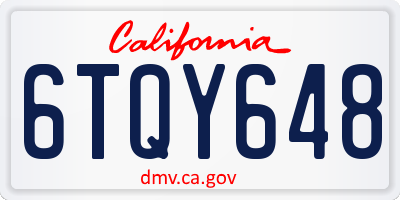 CA license plate 6TQY648