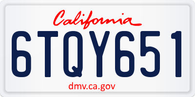 CA license plate 6TQY651