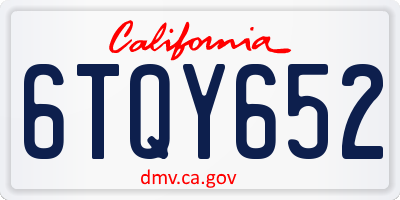 CA license plate 6TQY652