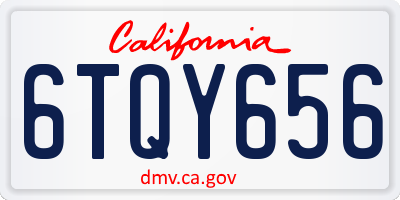 CA license plate 6TQY656