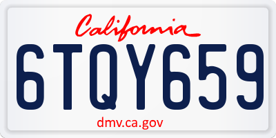 CA license plate 6TQY659