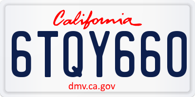 CA license plate 6TQY660