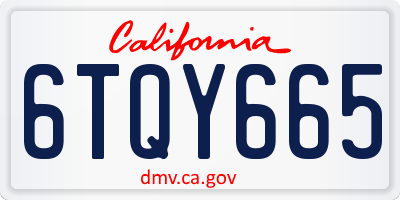 CA license plate 6TQY665