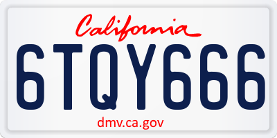 CA license plate 6TQY666