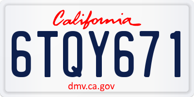 CA license plate 6TQY671