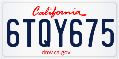 CA license plate 6TQY675