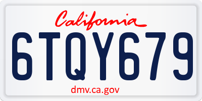 CA license plate 6TQY679