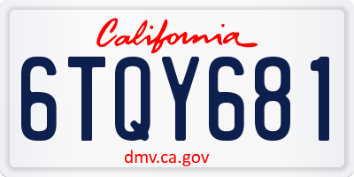 CA license plate 6TQY681