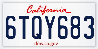 CA license plate 6TQY683