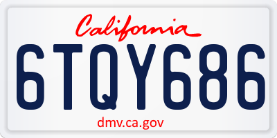 CA license plate 6TQY686