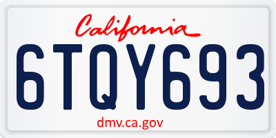 CA license plate 6TQY693