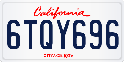 CA license plate 6TQY696
