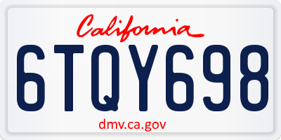 CA license plate 6TQY698