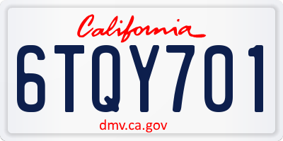 CA license plate 6TQY701