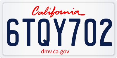 CA license plate 6TQY702