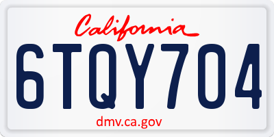 CA license plate 6TQY704