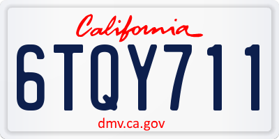 CA license plate 6TQY711