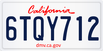 CA license plate 6TQY712