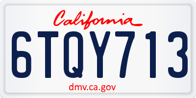 CA license plate 6TQY713