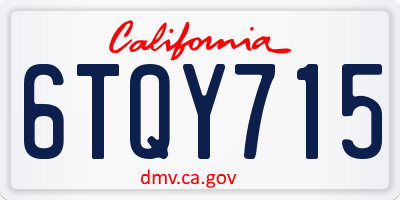 CA license plate 6TQY715