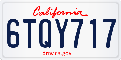 CA license plate 6TQY717