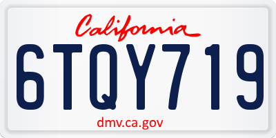 CA license plate 6TQY719