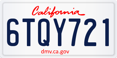 CA license plate 6TQY721